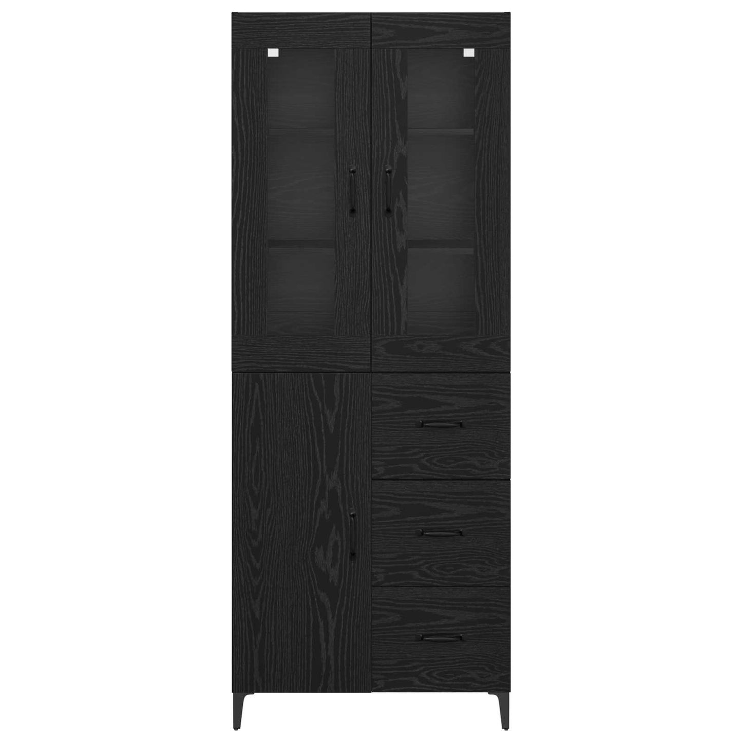vidaXL Highboard Black Oak 69.5 x 34 x 180 cm Engineered Wood