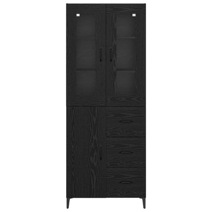 vidaXL Highboard Black Oak 69.5 x 34 x 180 cm Engineered Wood