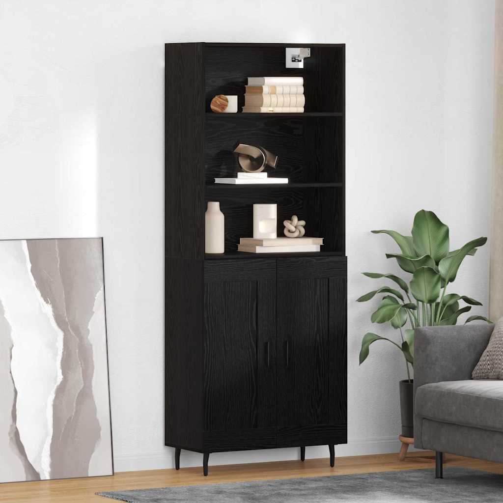 vidaXL Highboard Black Oak 69.5 x 34 x 180 cm