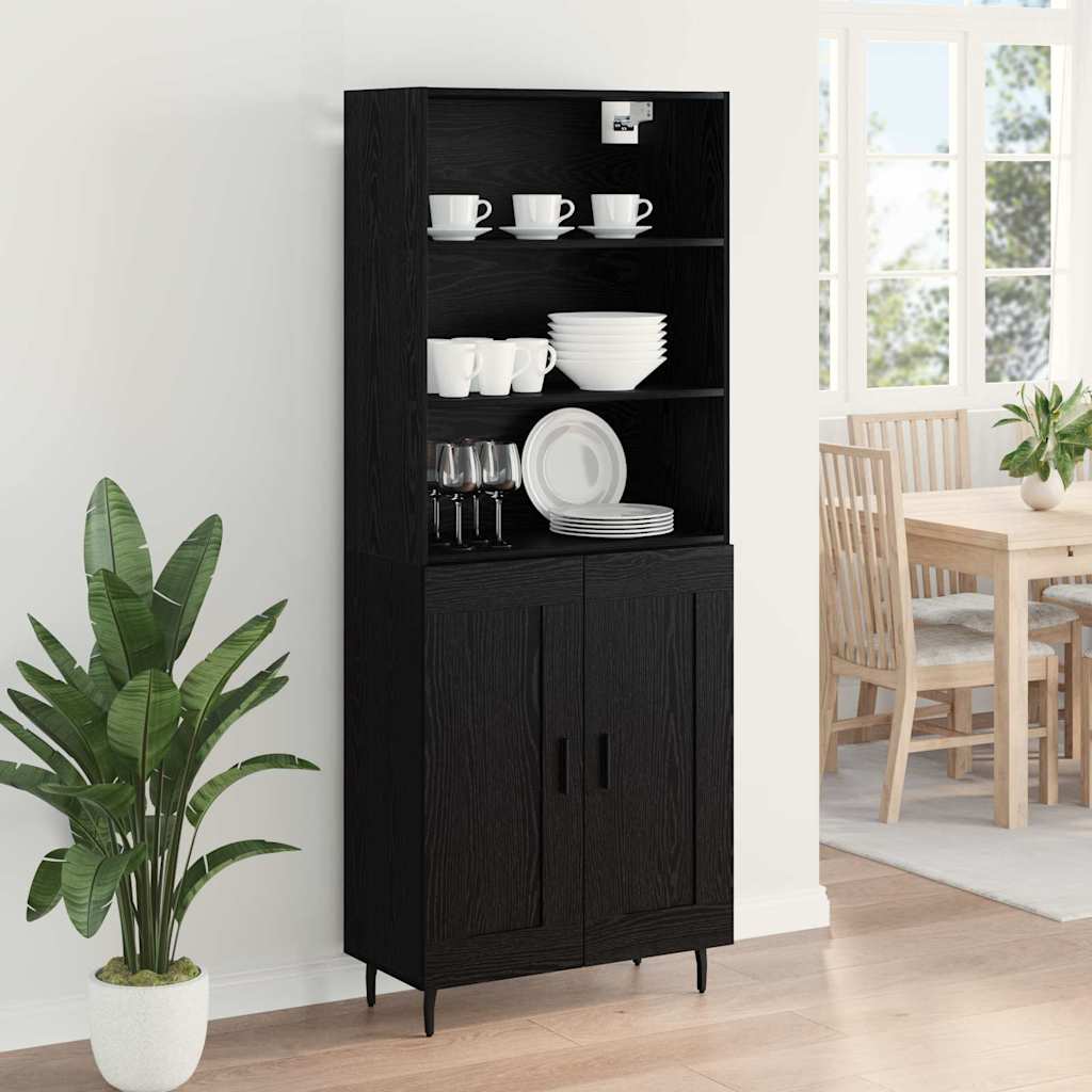 vidaXL Highboard Black Oak 69.5 x 34 x 180 cm