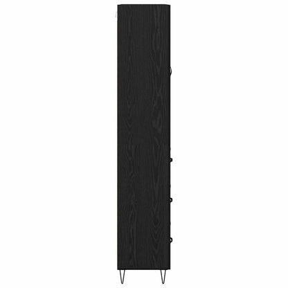 vidaXL Highboard with Drawer 2 pcs Black Oak Engineered Wood and Glass