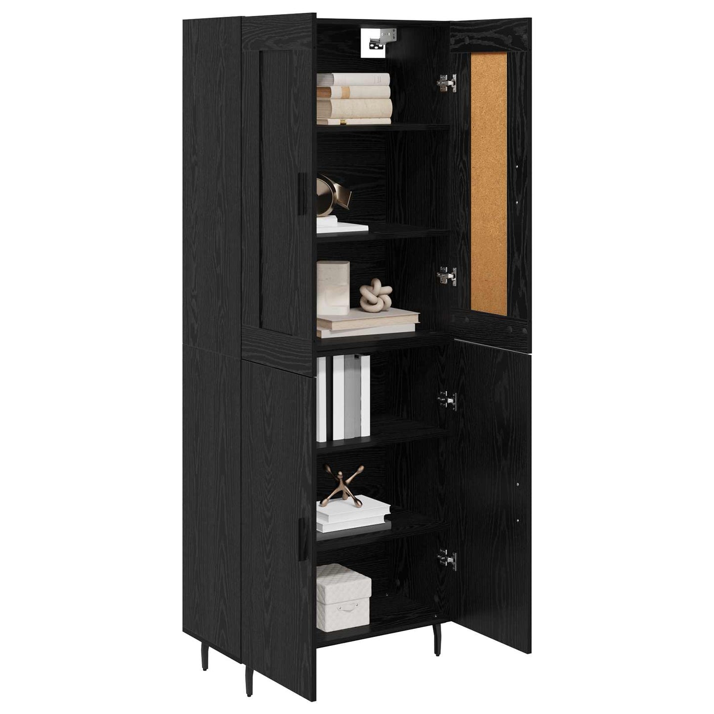 vidaXL Highboard 2 pcs Black Oak Engineered Wood