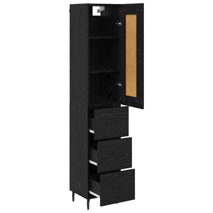 vidaXL Highboard Black Oak 34.5 x 34 x 180 cm Engineered Wood