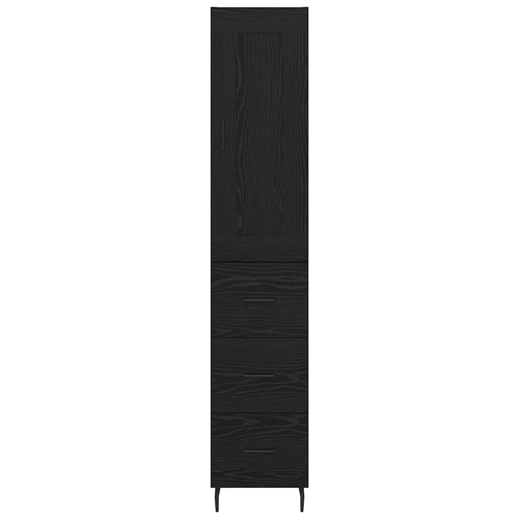 vidaXL Highboard Black Oak 34.5 x 34 x 180 cm Engineered Wood