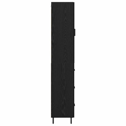vidaXL Highboard Black Oak 34.5 x 34 x 180 cm Engineered Wood