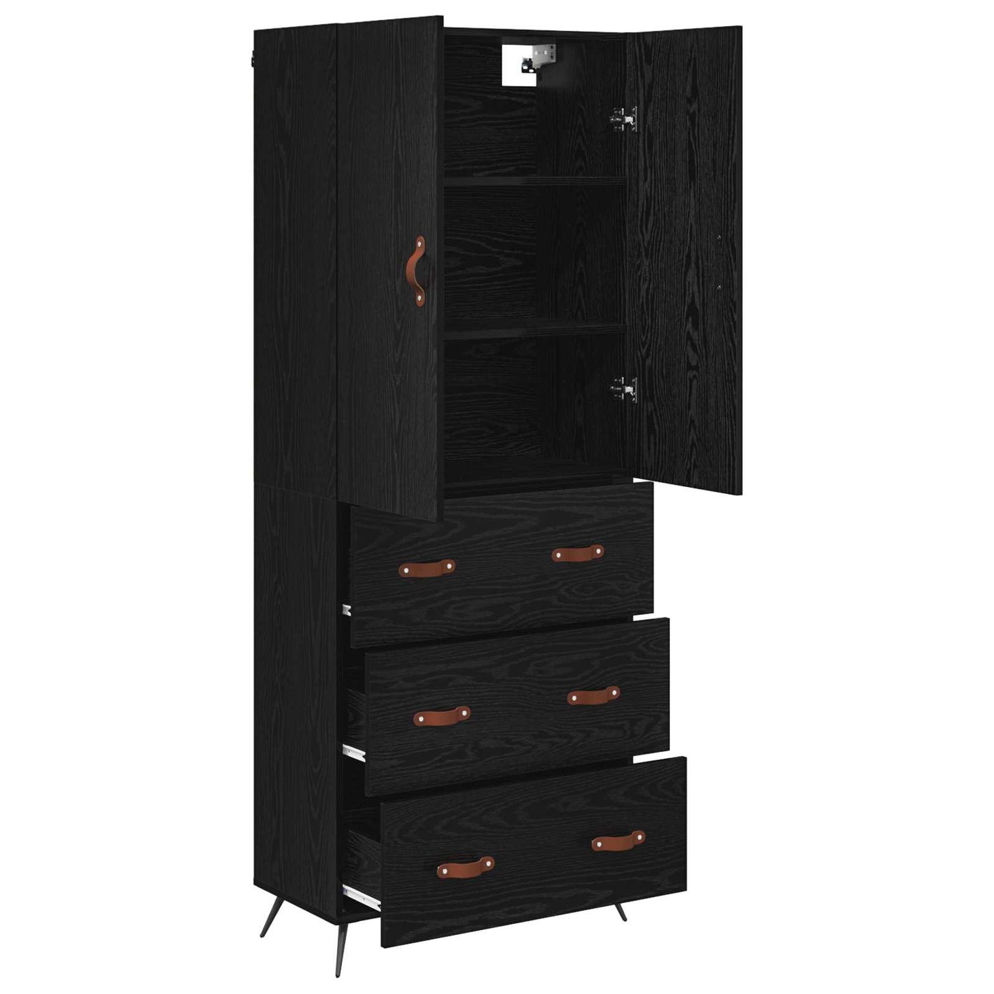 vidaXL Highboard Black Oak 69.5 x 34 x 180 cm Engineered Wood