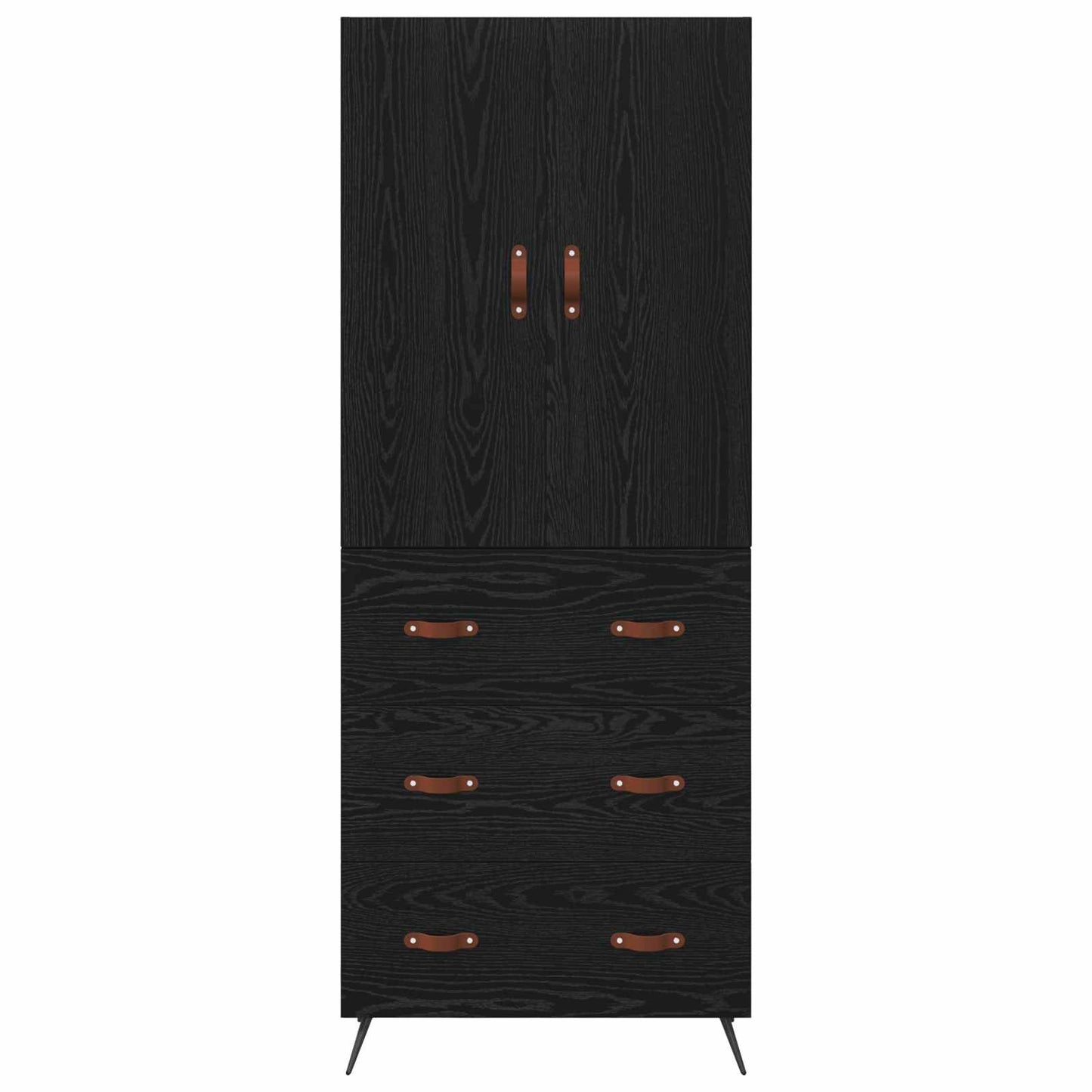 vidaXL Highboard Black Oak 69.5 x 34 x 180 cm Engineered Wood