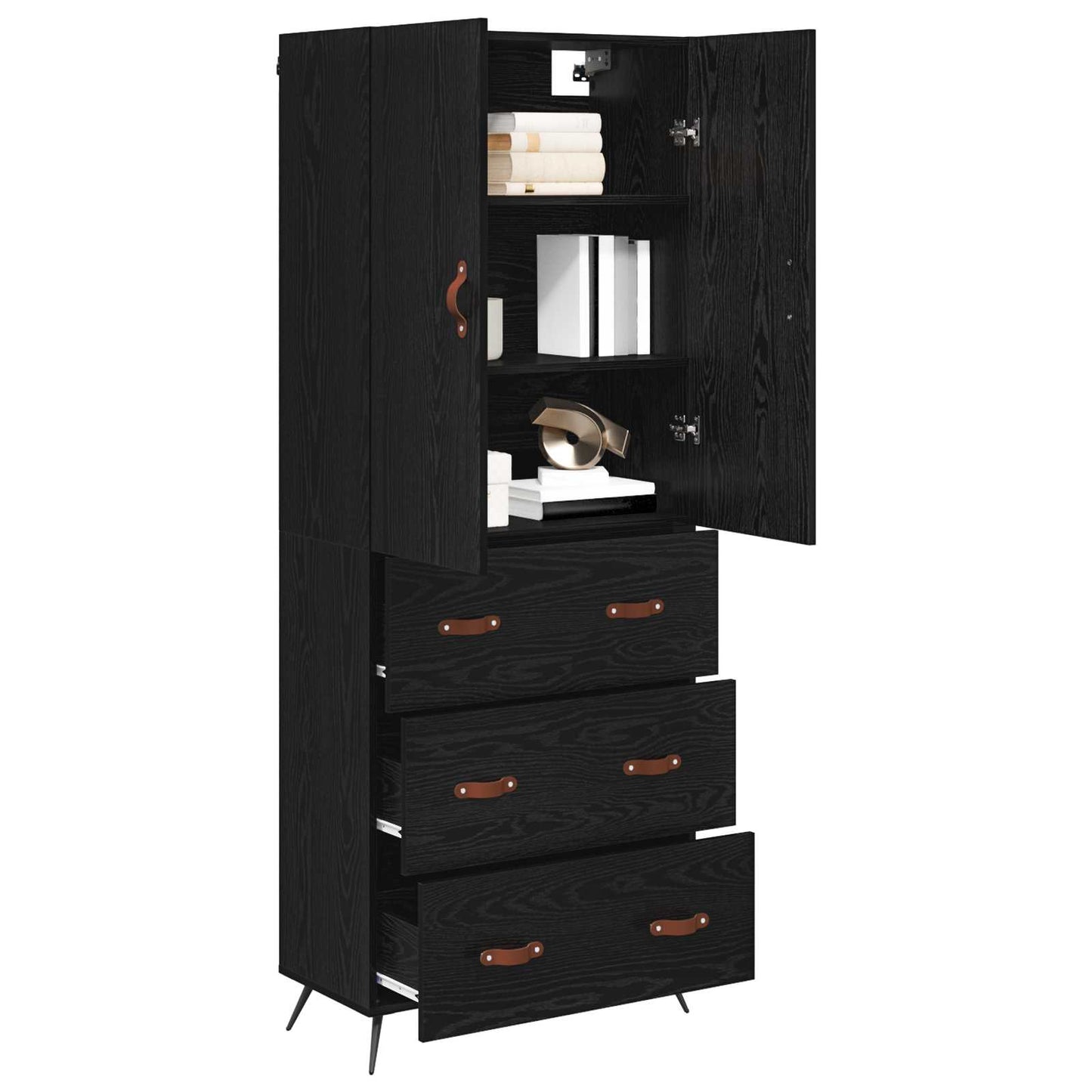 vidaXL Highboard Black Oak 69.5 x 34 x 180 cm Engineered Wood
