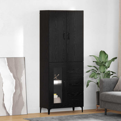 vidaXL Highboard Black Oak 69.5 x 34 x 180 cm Engineered Wood