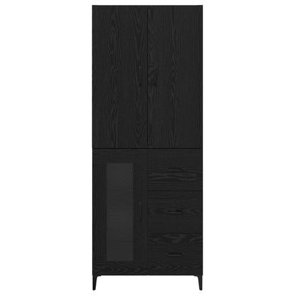 vidaXL Highboard Black Oak 69.5 x 34 x 180 cm Engineered Wood