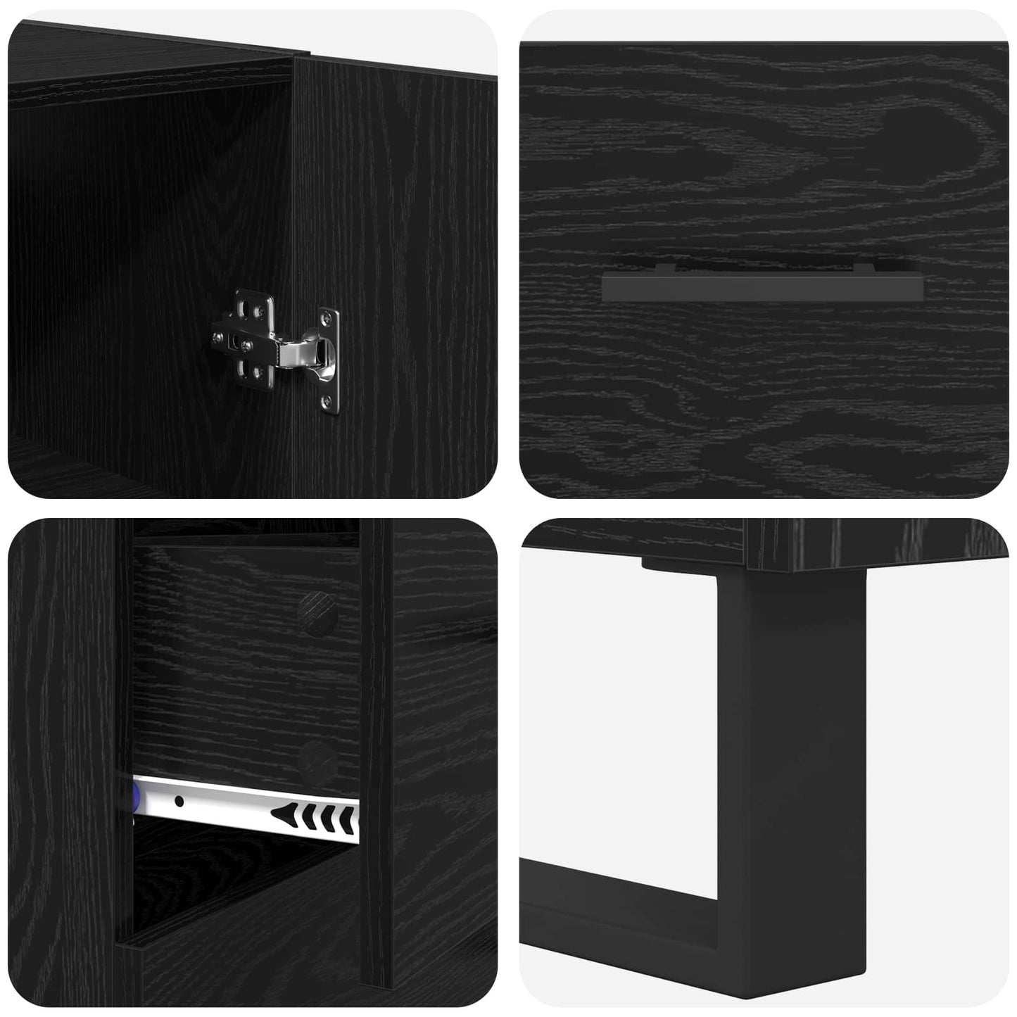 vidaXL Highboard with Drawer 2 pcs Black Oak 69.5 x 34 x 180 cm