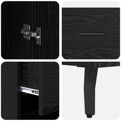 vidaXL Highboard Black Oak 34.5 x 34 x 180 cm Engineered Wood