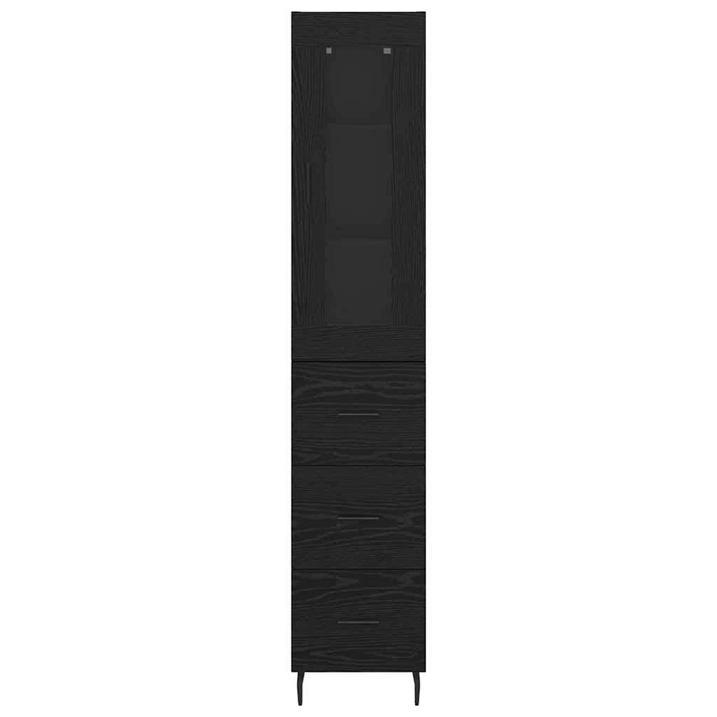 vidaXL Highboard Black Oak 34.5 x 34 x 180 cm Engineered Wood