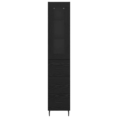 vidaXL Highboard Black Oak 34.5 x 34 x 180 cm Engineered Wood