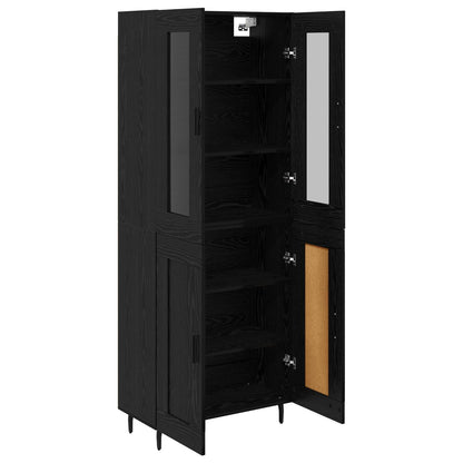 vidaXL Highboard 2 pcs Black Oak Engineered Wood