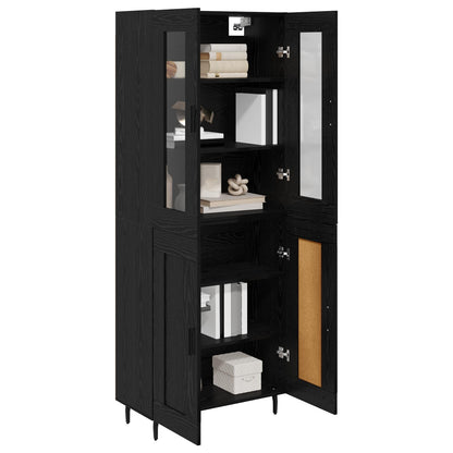 vidaXL Highboard 2 pcs Black Oak Engineered Wood
