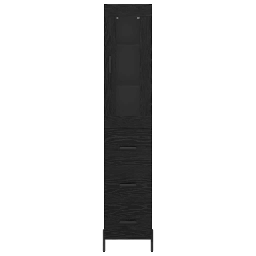 vidaXL Highboard Black Oak 34.5 x 34 x 180 cm Engineered Wood