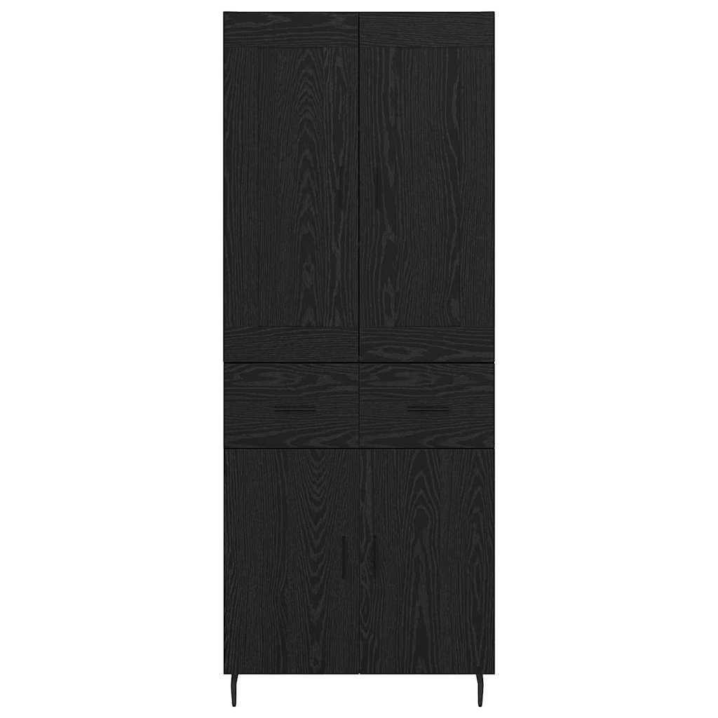 vidaXL Highboard with Drawer 2 pcs Black Oak Engineered Wood