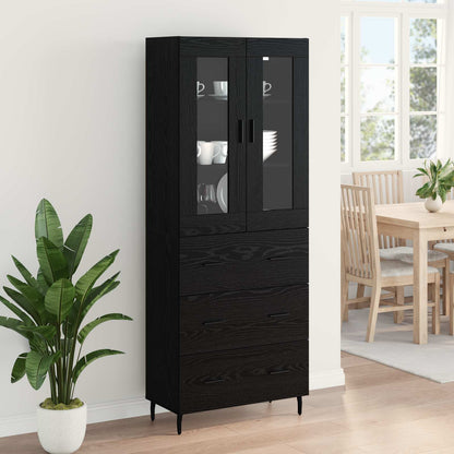 vidaXL Highboard with Drawer 2 pcs Black Oak Engineered Wood