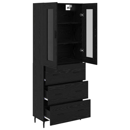 vidaXL Highboard with Drawer 2 pcs Black Oak Engineered Wood