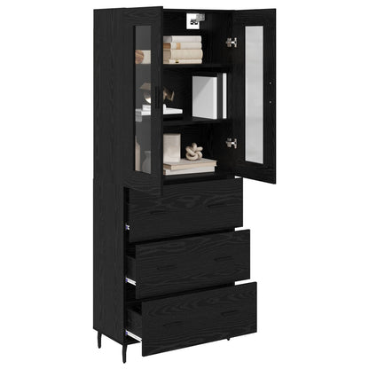vidaXL Highboard 2 pcs Black Oak 69.5 x 34 x 180 cm Engineered Wood