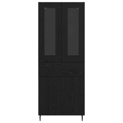 vidaXL Highboard with Drawer 2 pcs Black Oak Engineered Wood