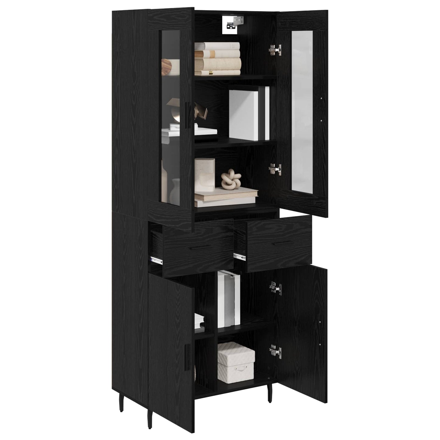 vidaXL Highboard with Drawer 2 pcs Black Oak Engineered Wood