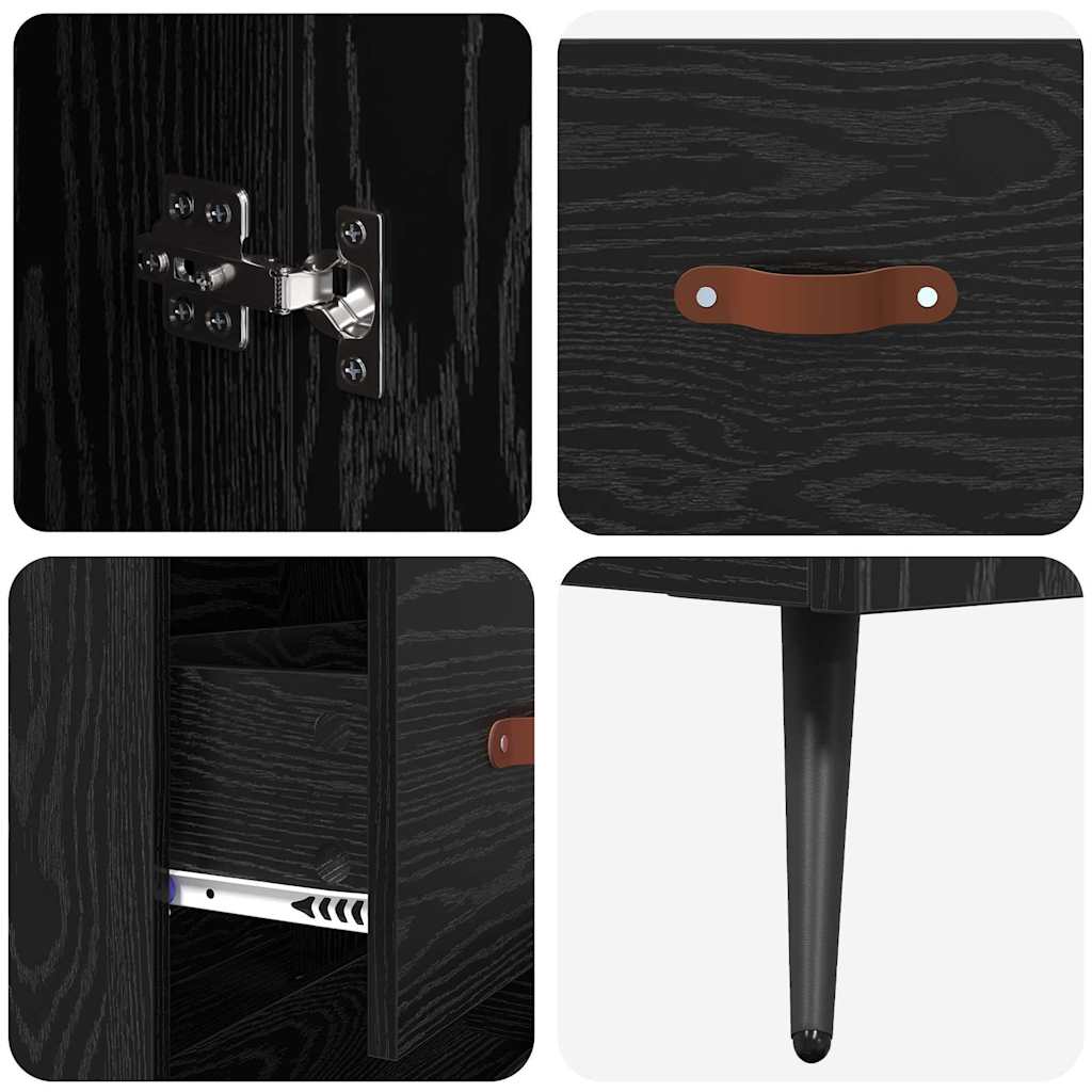 vidaXL Highboard Black Oak 69.5 x 34 x 180 cm Engineered Wood