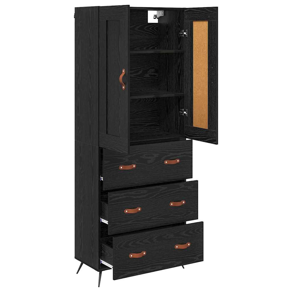 vidaXL Highboard Black Oak 69.5 x 34 x 180 cm Engineered Wood