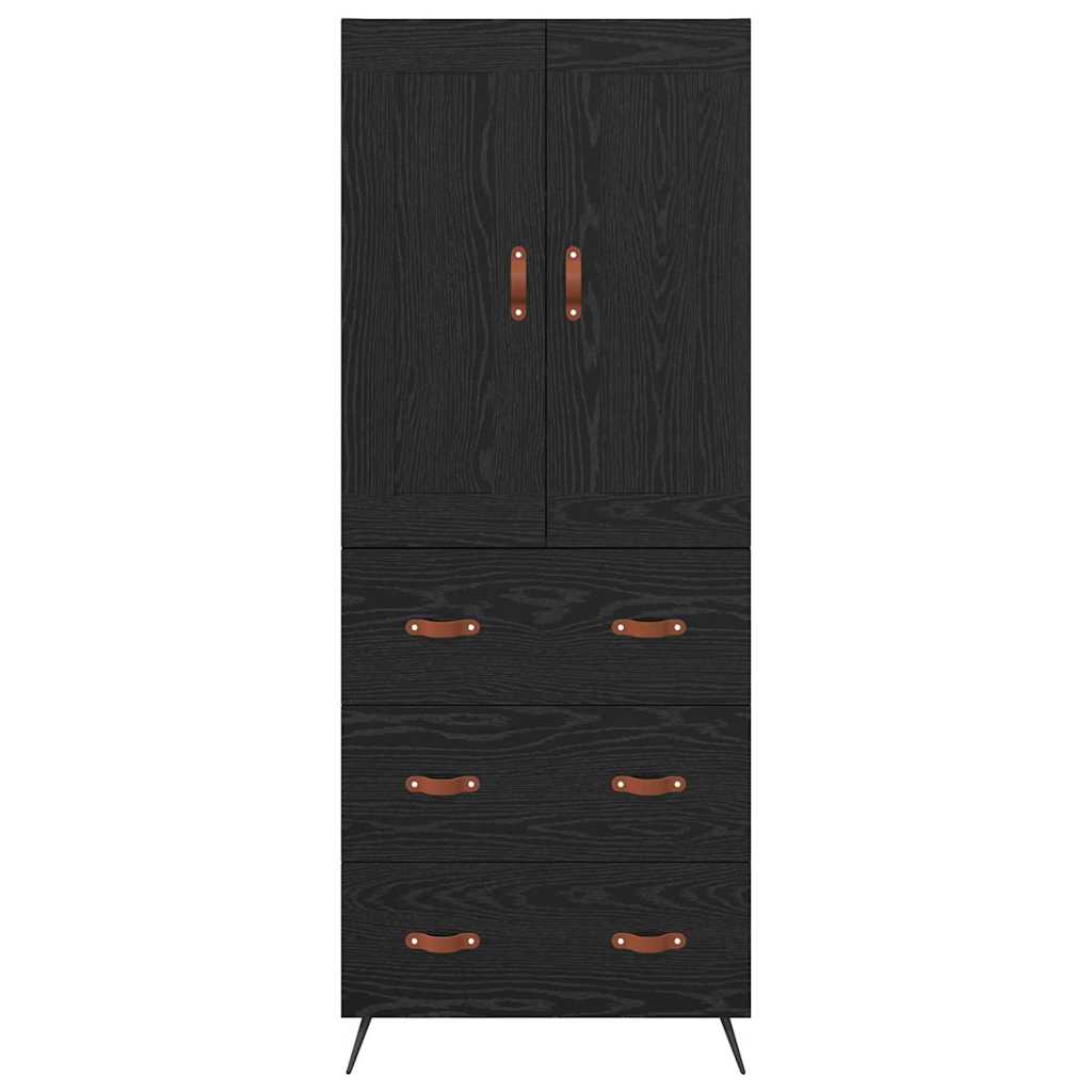 vidaXL Highboard Black Oak 69.5 x 34 x 180 cm Engineered Wood