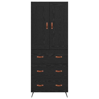 vidaXL Highboard Black Oak 69.5 x 34 x 180 cm Engineered Wood