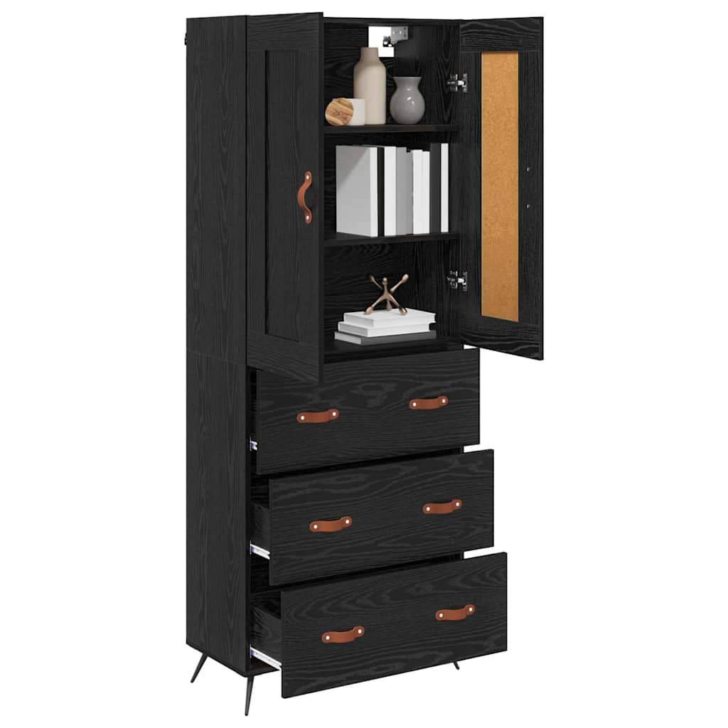 vidaXL Highboard Black Oak 69.5 x 34 x 180 cm Engineered Wood
