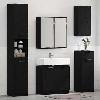 vidaXL Bathroom Furniture Set 4 pcs Black Oak Engineered Wood