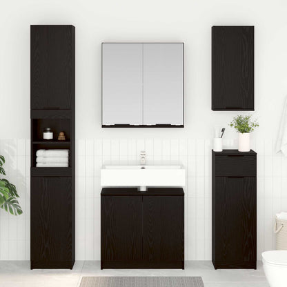 vidaXL Bathroom Furniture Set 4 pcs Black Oak Engineered Wood