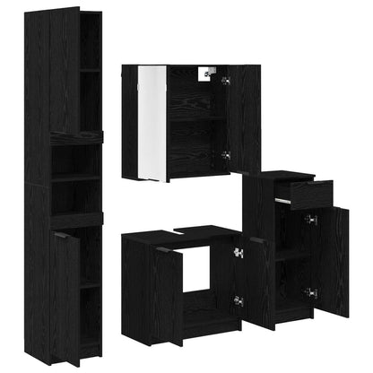 vidaXL Bathroom Furniture Set 4 pcs Black Oak Engineered Wood