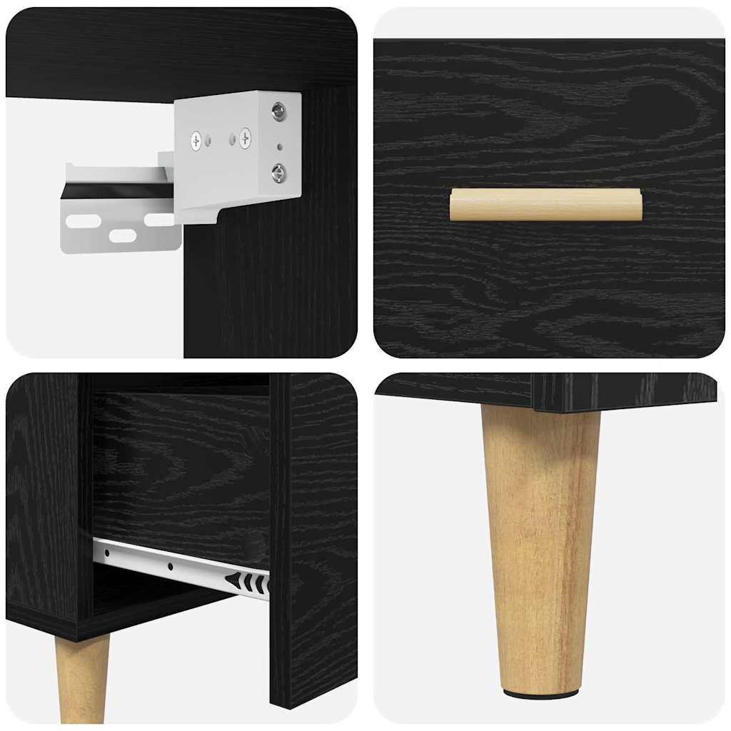 vidaXL Highboard Black Oak 69.5 x 32.5 x 180 cm Engineered Wood