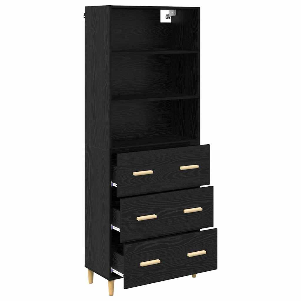 vidaXL Highboard Black Oak 69.5 x 32.5 x 180 cm Engineered Wood