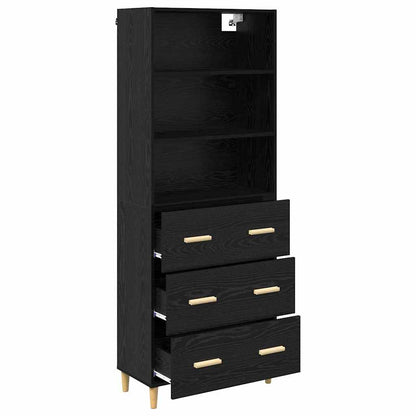 vidaXL Highboard Black Oak 69.5 x 32.5 x 180 cm Engineered Wood