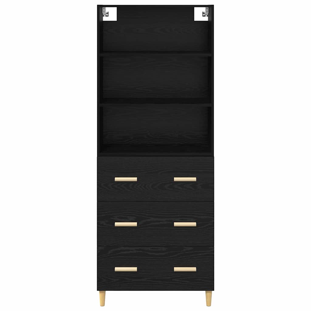 vidaXL Highboard Black Oak 69.5 x 32.5 x 180 cm Engineered Wood