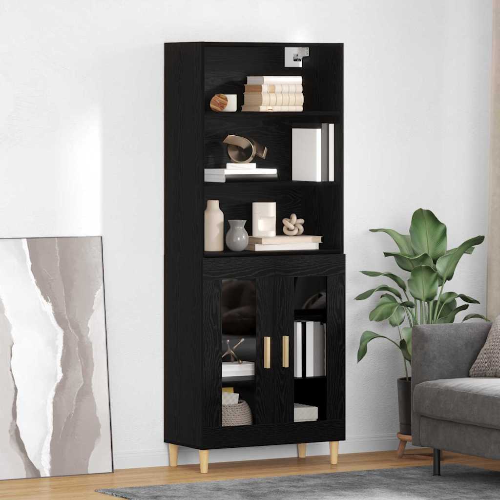 vidaXL Highboard Black Oak 69.5 x 32.5 x 180 cm Engineered Wood