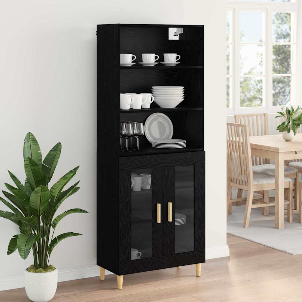 vidaXL Highboard Black Oak 69.5 x 32.5 x 180 cm Engineered Wood