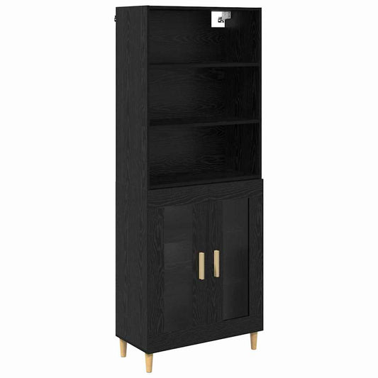 vidaXL Highboard Black Oak 69.5 x 32.5 x 180 cm Engineered Wood