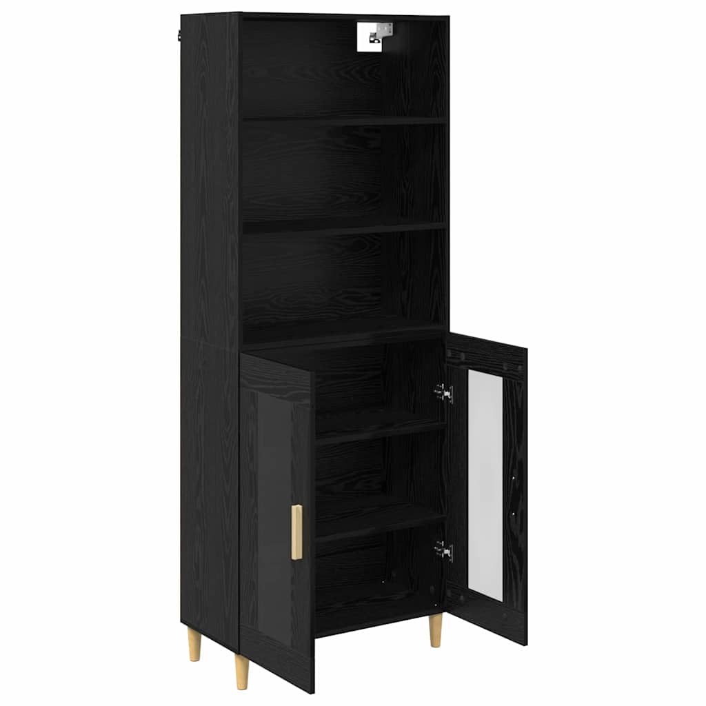 vidaXL Highboard Black Oak 69.5 x 32.5 x 180 cm Engineered Wood