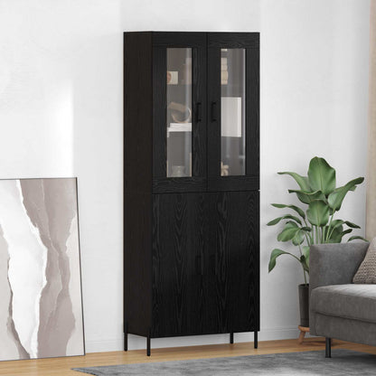 vidaXL Highboard Black Oak 69.5 x 34 x 180 cm Engineered Wood
