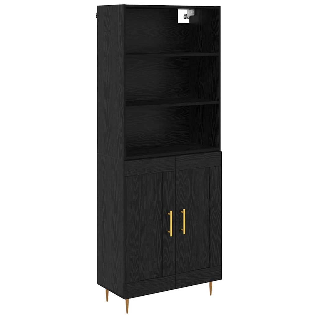 vidaXL Highboard Black Oak 69.5 x 34 x 180 cm Engineered Wood