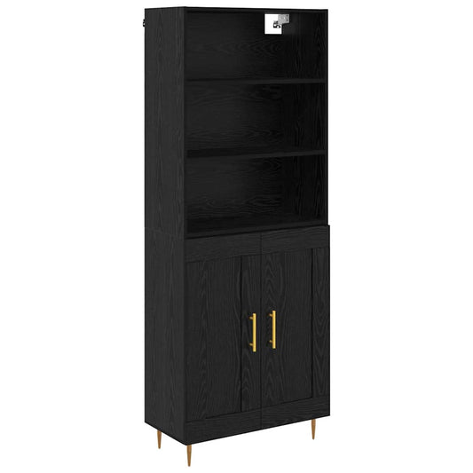 vidaXL Highboard Black Oak 69.5 x 34 x 180 cm Engineered Wood