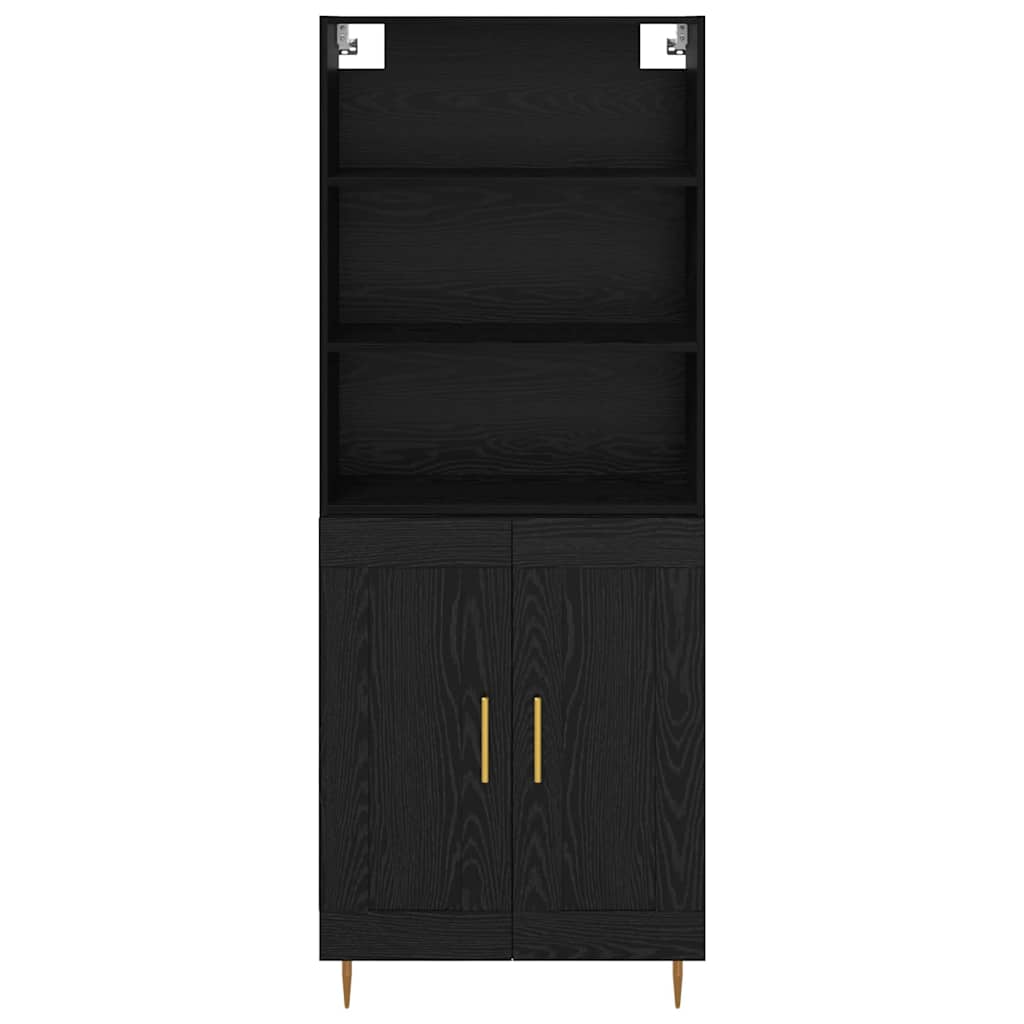 vidaXL Highboard Black Oak 69.5 x 34 x 180 cm Engineered Wood