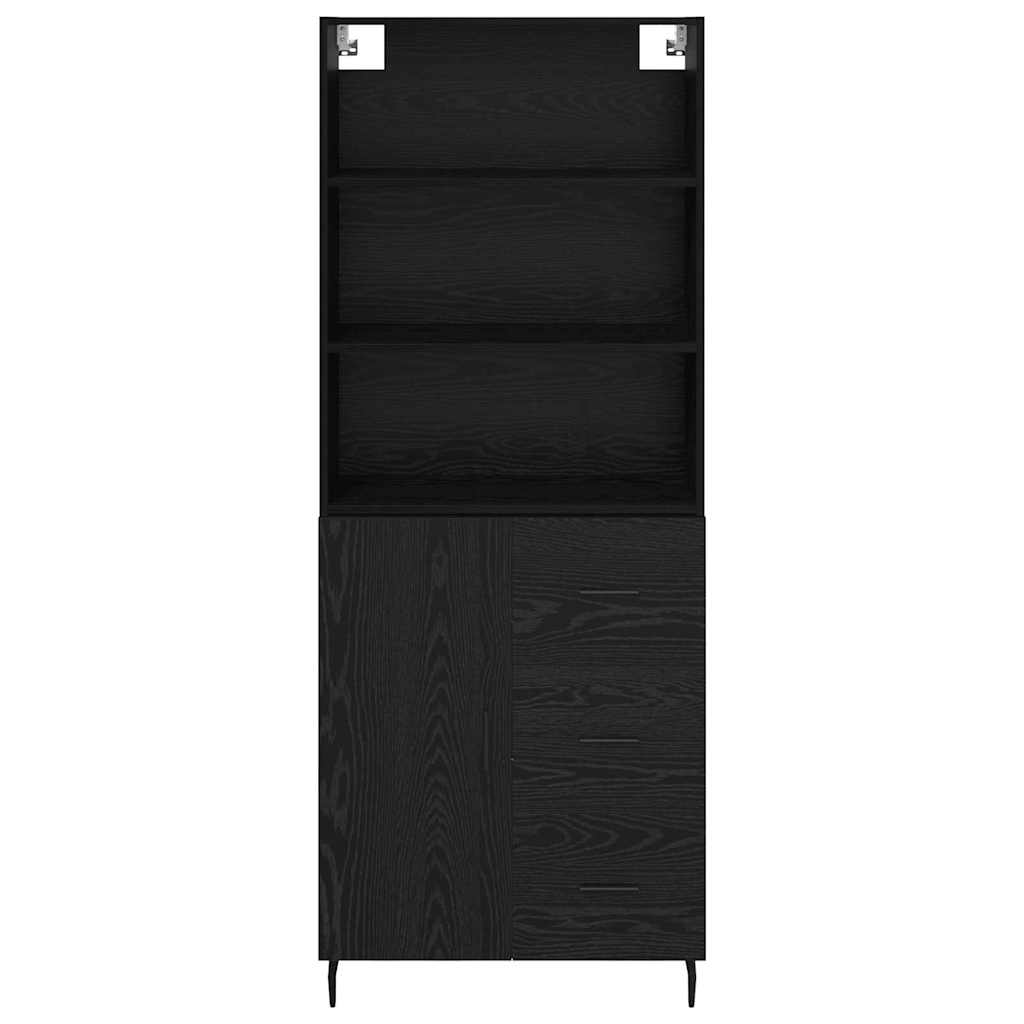 vidaXL Highboard with Drawer Black Oak 69.5 x 34 x 180 cm