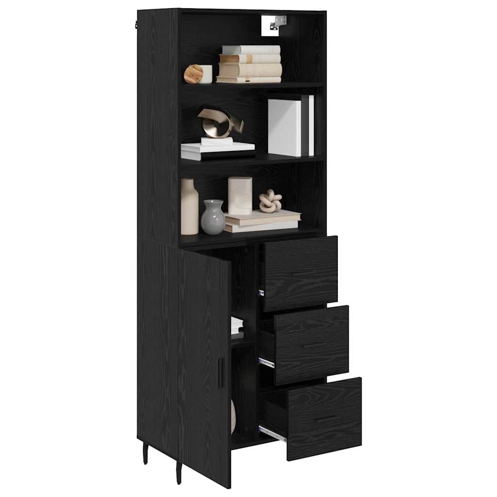 vidaXL Highboard with Drawer Black Oak 69.5 x 34 x 180 cm