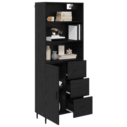 vidaXL Highboard with Drawer Black Oak 69.5 x 34 x 180 cm